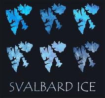 Set of Svalbard map outlines on ice texture. Concept collage. photo