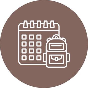 icono de fondo de círculo de línea de horario de clase vector