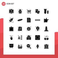 Modern Set of 25 Solid Glyphs and symbols such as s file medicine coffee creative Editable Vector Design Elements