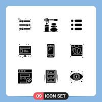 9 Creative Icons Modern Signs and Symbols of phone web stones seo write Editable Vector Design Elements