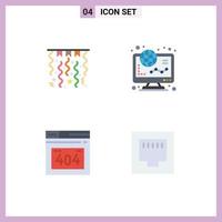 Pictogram Set of 4 Simple Flat Icons of christmas error page ecommerce online cable Editable Vector Design Elements