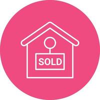 Property Sold Line Circle Background Icon vector