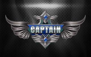 Captain Esport Team Logo 3d Text Effect with Winged Emblem vector