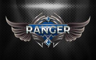 Ranger Esport Team Logo 3d Text Effect with Winged Emblem vector