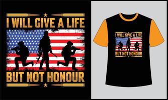 honor del ejército americano daré una vida pero no honor ilustración retro vintage vector diseño de camiseta