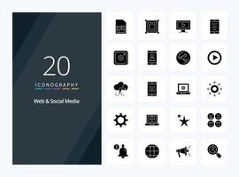 20 Web And Social Media Solid Glyph icon for presentation vector