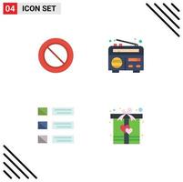 4 Universal Flat Icon Signs Symbols of ban listing frequency design box Editable Vector Design Elements