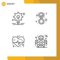 conjunto de 4 iconos de ui modernos símbolos signos para bulbo baño médico robot sólido elementos de diseño vectorial editables vector