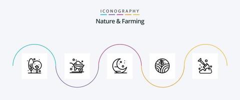 Nature And Farming Line 5 Icon Pack Including farming. agriculture. wheelbarrow. farming. environment vector