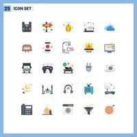 Universal Icon Symbols Group of 25 Modern Flat Colors of weather cloudy computer cloud plate Editable Vector Design Elements