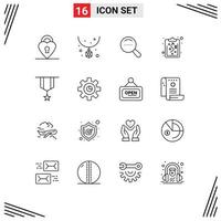 User Interface Pack of 16 Basic Outlines of plain insignia search decoration strategy Editable Vector Design Elements