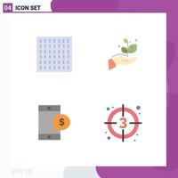 4 iconos universales planos signos símbolos de niebla dinero crecimiento éxito cuenta regresiva elementos de diseño vectorial editables vector