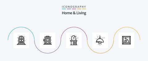 Home And Living Line 5 Icon Pack Including . lump. living vector