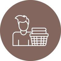 Man Doing Laundry Line Circle Background Icon vector