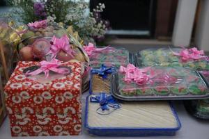 Bride and Groom Gifts for a Traditional Wedding Ceremony in Indonesia photo