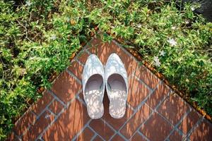 A Pair of Bride's Shoes for Wedding Ceremony photo