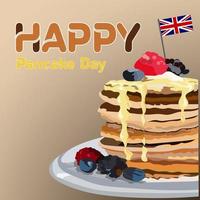 pancakes, pancakes with strawberry jam with a beautiful red color, perfect for pancake day can be applied to banners, social media promotions vector