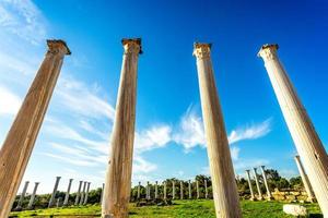 Ancient columns at Salamis, Greek and Roman archaeological site, Famagusta, North Cyprus photo