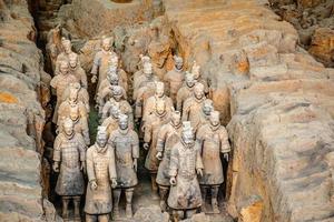 Excavated sculptures statues of the terracota army soldiers of Qin Shi Huang emperor, Xian, Shaanxi, China photo