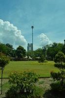 sidoarjo, indonesia, 2022 - garden landscape with lush trees photo