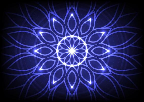Blue mandala technology cyber space neon light background
