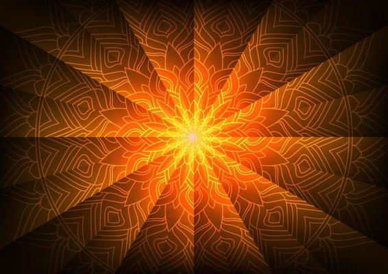 Sunrise mandala flower pattern modern style geometry background