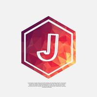 letter J on colorful polygon vector design template with white background