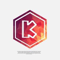 letter K on colorful polygon vector design template with white background