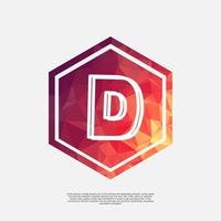 letter D on colorful polygon vector design template with white background