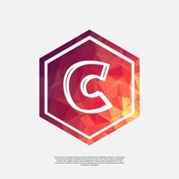 letter C on colorful polygon vector design template with white background