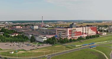 aerial view of huge enterprise with dolly zoom effect video