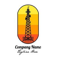 Signal transmitter logo, signal tower. information resource technology vector