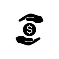 Hands and dollar coin vector icon