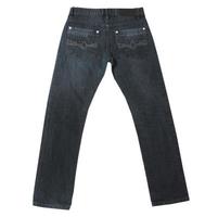 Classic black jeans back view isolated over white, stylish black denim isolation over white photo