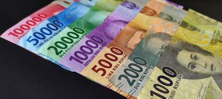 Close up view of Indonesian Rupiah. Collection of banknotes Indonesian rupiah. photo