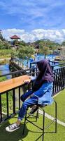 Grabag, Indonesia. January 2023. Tourist destinations that are suitable for families, public baths in swimming pools located in Grabag, Magelang are one example. photo