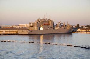 Norfolk Navy Ship With A Reflection At Dusk