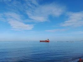 Relaxing seascape with wide horizon of the sky and the sea. photo