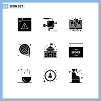 Set of 9 Modern UI Icons Symbols Signs for education water hose gear water fire hose Editable Vector Design Elements