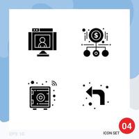 Editable Vector Line Pack of 4 Simple Solid Glyphs of call product video magnifying business tools Editable Vector Design Elements