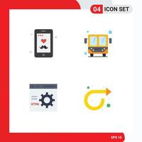 Pack of 4 Modern Flat Icons Signs and Symbols for Web Print Media such as dad develop mobile public transport programming Editable Vector Design Elements