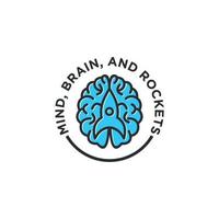 Mind brain and rocket logo design vector