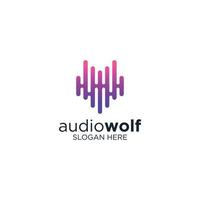 Audio wolf logo design template vector