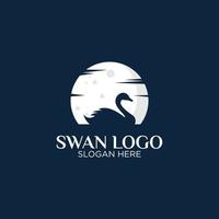 logotipo de cisne y luna vector