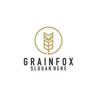 Grain and fox logo design illustration vector