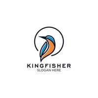 Kingfisher line art logo design vector