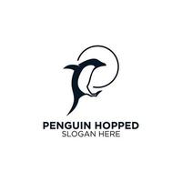 Penguin silhouette logo design template vector