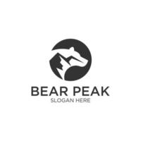 Bear with mountain logo design template vector