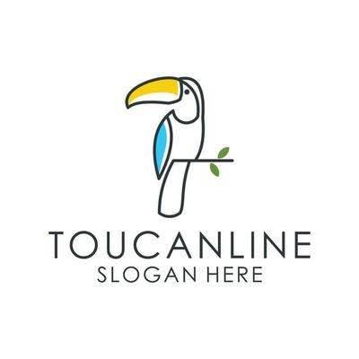 Toucan bird line art logo design