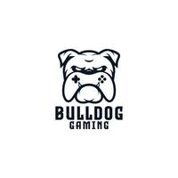 bulldog con diseño de logotipo de controlador de juego vector